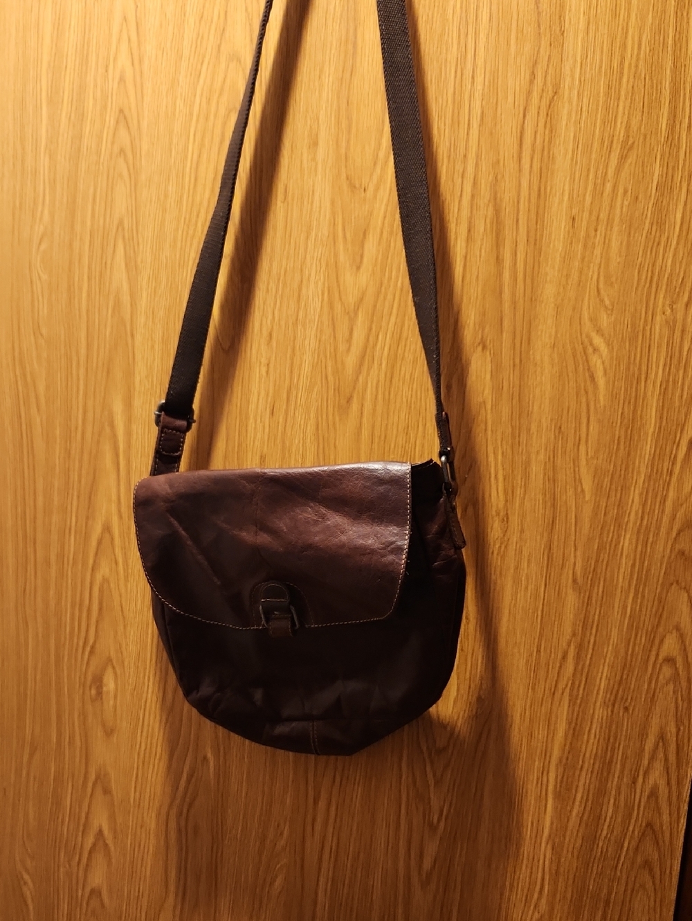 Jack Georges Dark Brown Leather Messenger Bag with Adjustable Strap